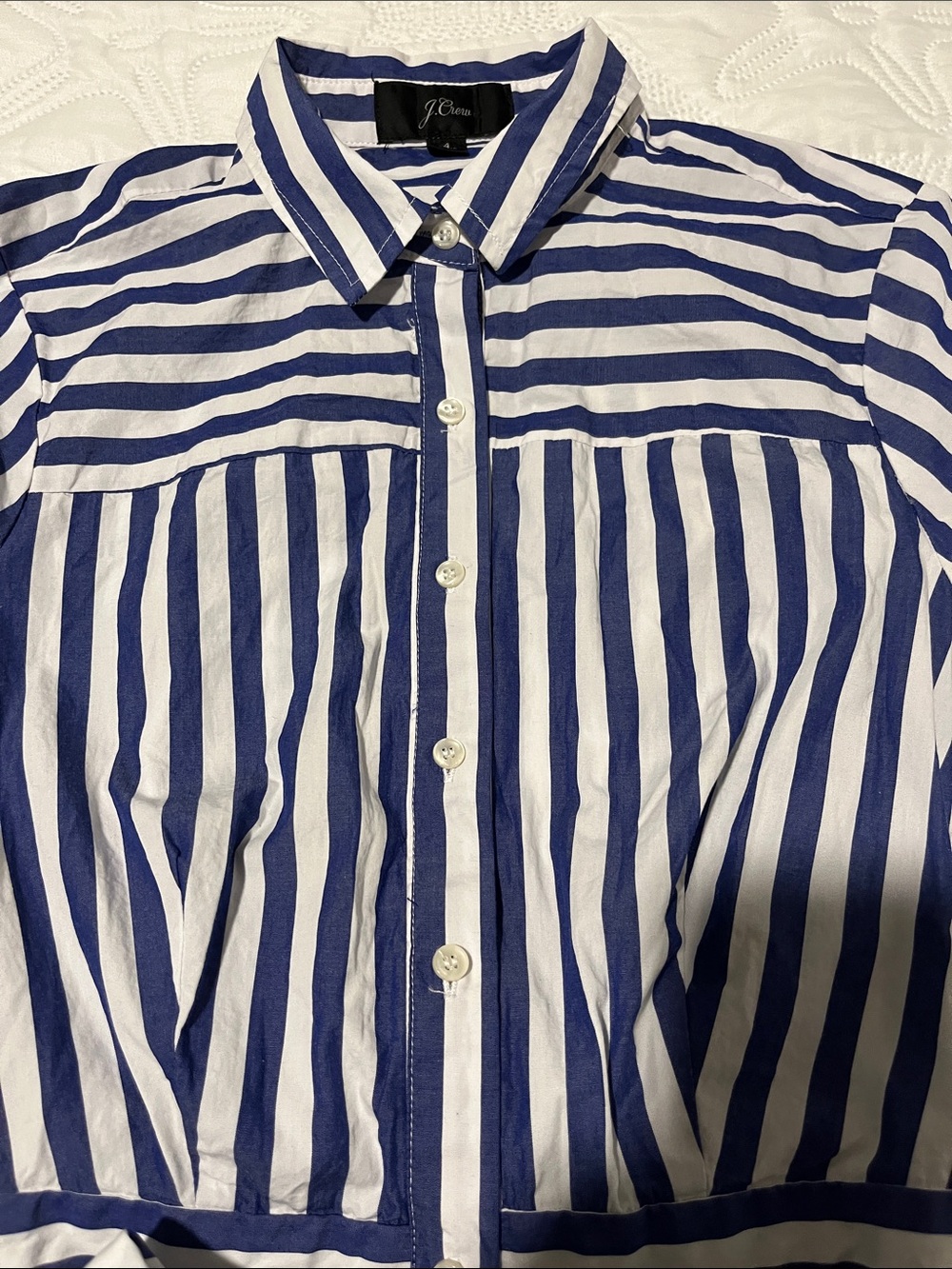 J. Crew Purple and White Striped Long-Sleeve Shirt Dress - Picture 13 of 16